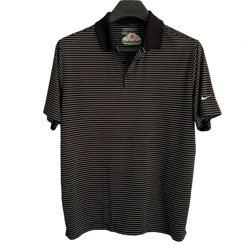 Nike golf tour performance men’s size‎ XL black with white stripes polo shirt.
